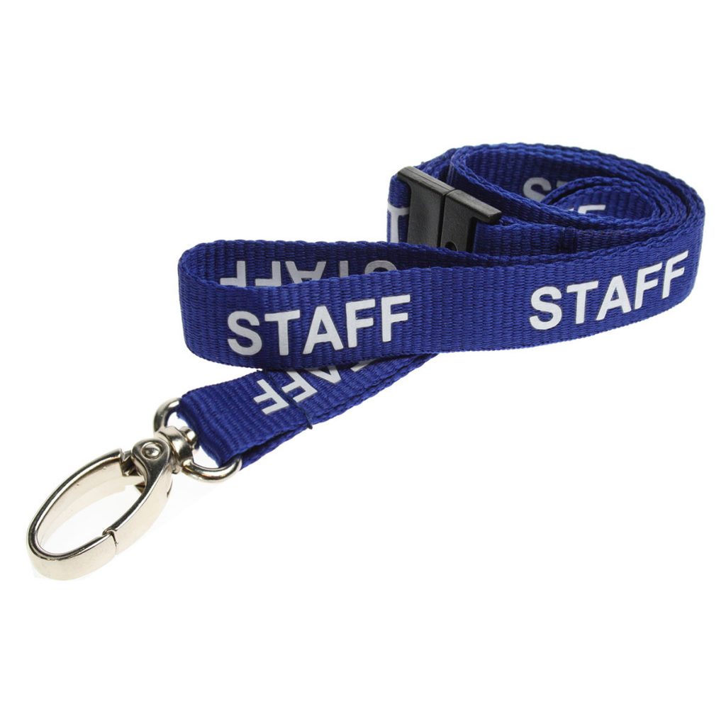 Royal Blue Staff Lanyards With Breakaway And Metal Lobster Clip